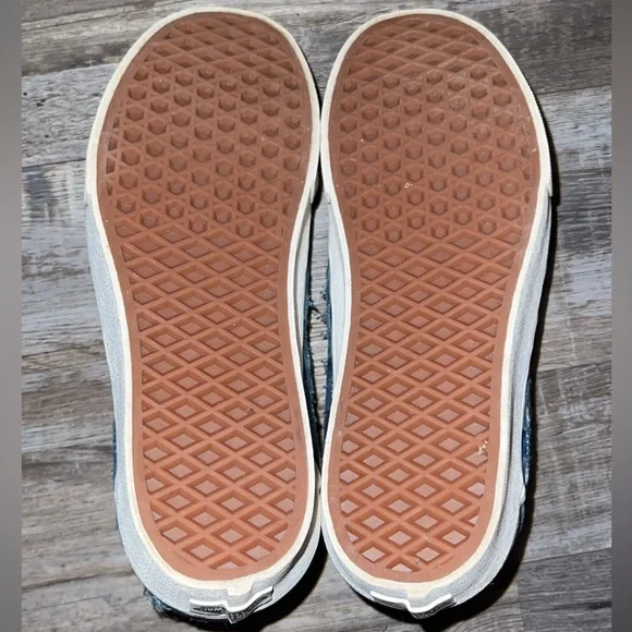 SOLD-Vans Denim Checkered Platform Shoes - Picture 3 of 4